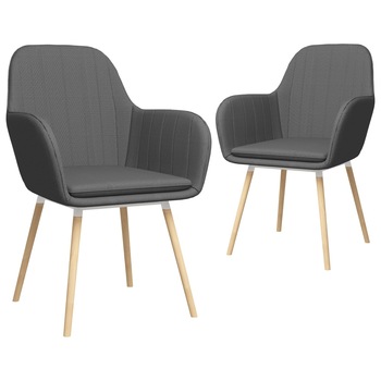 Set 2 scaune de bucatarie, vidaXL, Textil/Lemn de fag, 56 x 59 x 85 cm, Gri inchis