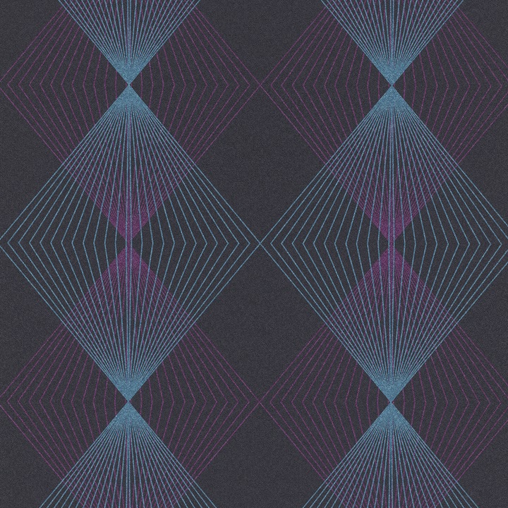 Tapet tineret cu model geometric Instawalls II 10085-08 dimensiune 0.53cm x 10m negru cu albastru