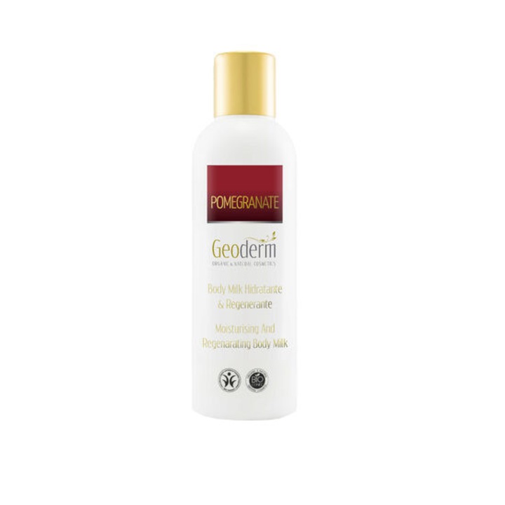 Lapte pentru corp hidratant si regenerator, cu extract de rodie, produs natural si organic, 200 ml, Geoderm