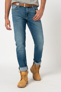 SUPERDRY, Blugi drepti cu aspect decolorat, Albastru, 32 SUPERDRY, Blugi drepti cu aspect decolorat, Albastru, 32