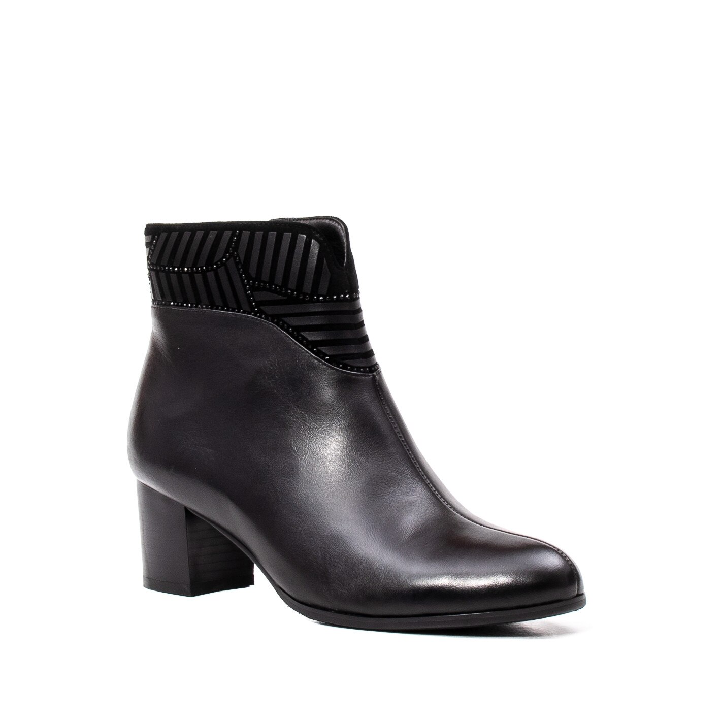 Botine dama, piele naturala, JGFH7486-5-860 01-N 9661, Negru