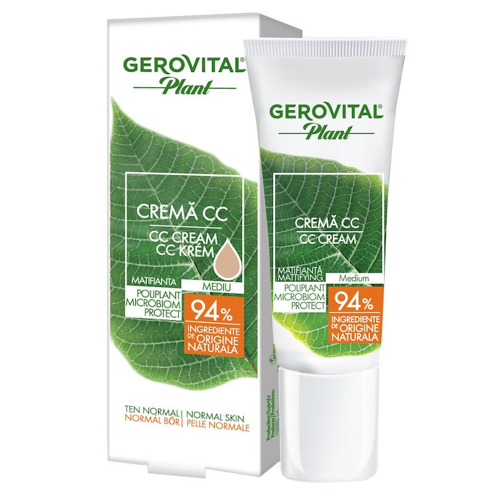 Крем за лице CC Gerovital Plant, Microbiom protect, Medium, Матиращ, 30 мл