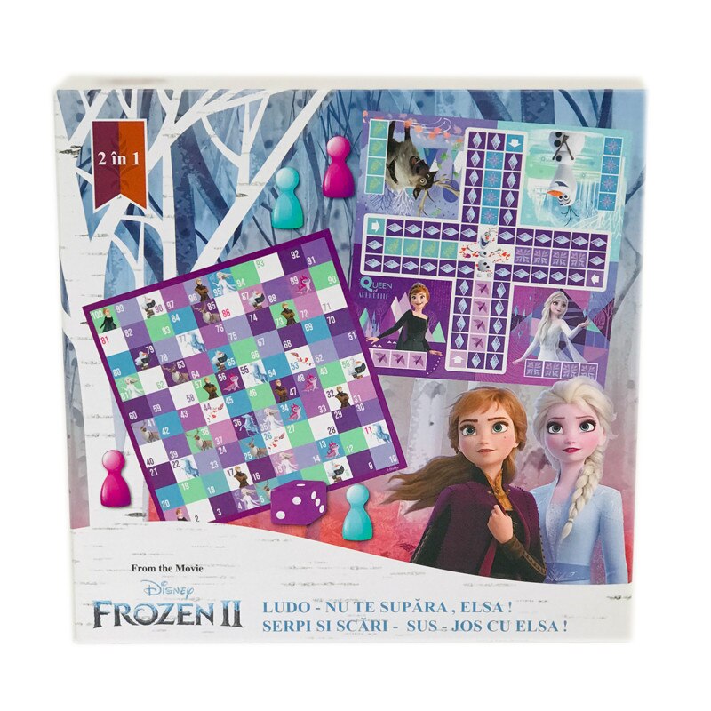 Joc 2 in 1 Frozen, Ludo nu te supara Elsa + serpi si scari sus -jos cu Elsa