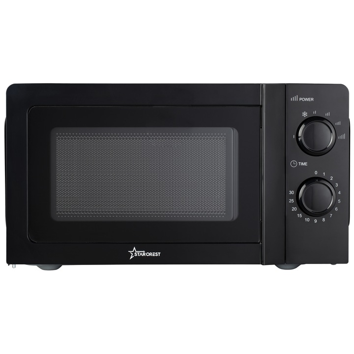 Cuptor cu microunde STARCREST SMW-2012BK, 700W, Capacitate 20 L, Control mecanic, 6 Trepte de putere, Negru