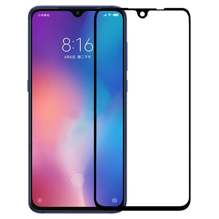 Стъклен протектор 5D Full Glue за Xiaomi Redmi 9, Черен