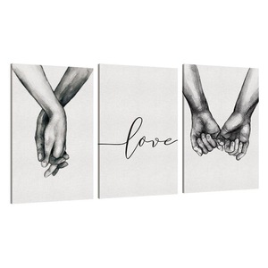 Set 3 Tablouri Decorative Love Tinut De Mana Alb Negru Material Lucios 30x40 Cm Emag Ro