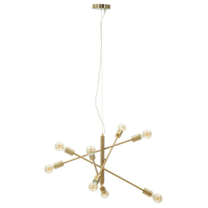 Lustra Glamour 8, Cojom, 8x E27, otel, auriu, inaltime reglabila