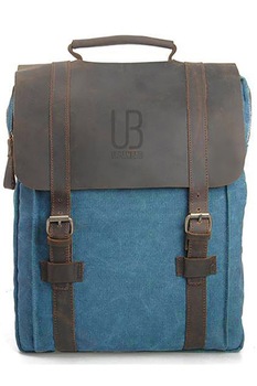 Geanta de spate rucsac barbatesc URBAN BAG Lugano Blue din piele naturala si material textil pentru barbati Geanta de spate rucsac barbatesc URBAN BAG Lugano Blue din piele naturala si material textil pentru barbati