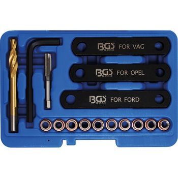 Trusa de reparare pentru filete etrier frana M9x1.25 VW, Opel, Ford, 16 piese, BGS 148 Trusa de reparare pentru filete etrier frana M9x1.25 VW, Opel, Ford, 16 piese, BGS 148