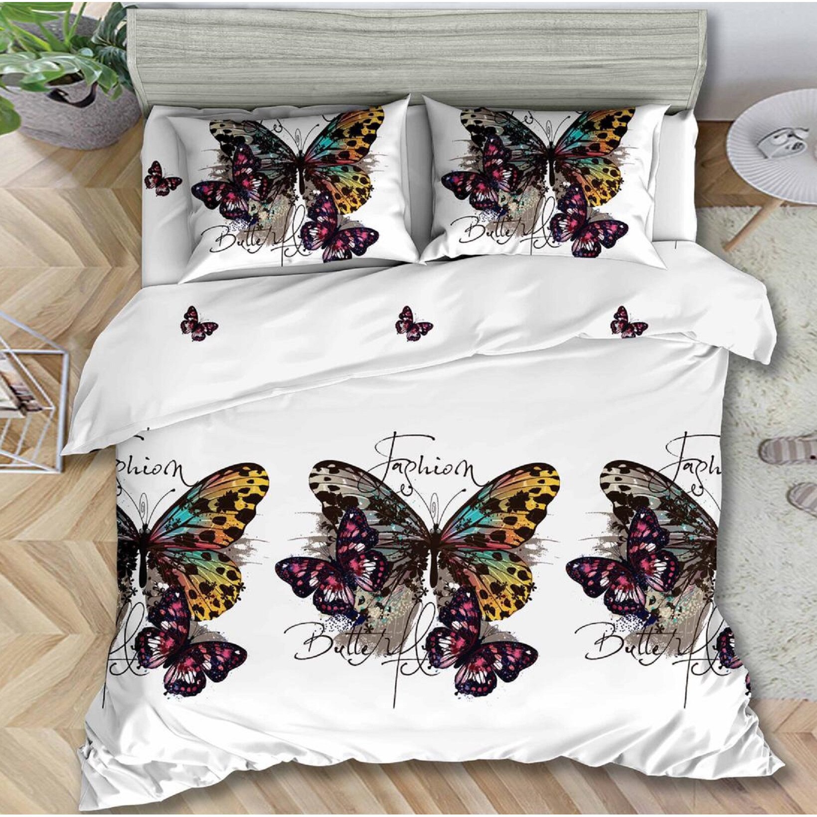 Lenjerie de pat 3D, bumbac satinat, 4 piese, 2 persoane, JN1034