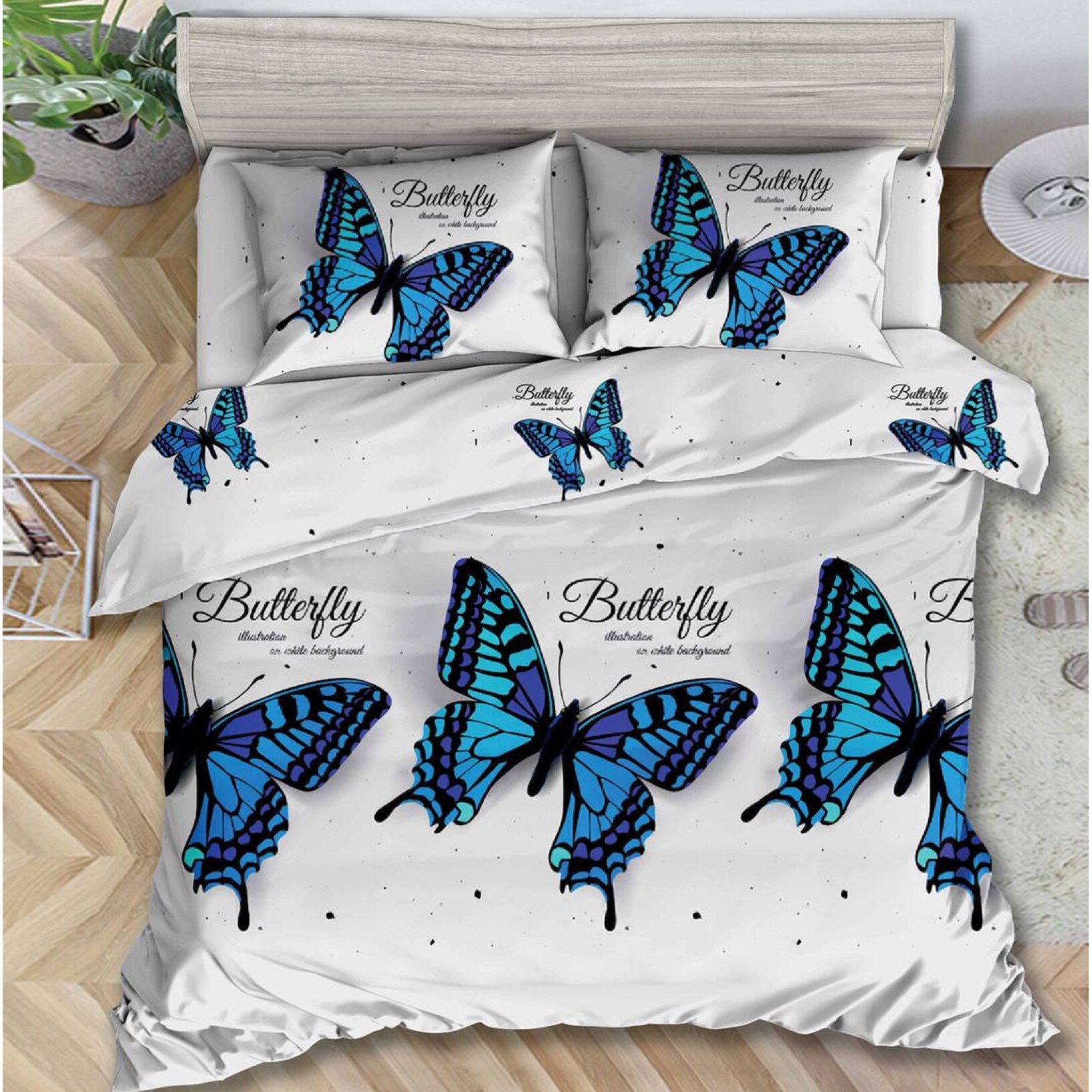 Lenjerie de pat 3D, bumbac satinat, 4 piese, 2 persoane, JN1033