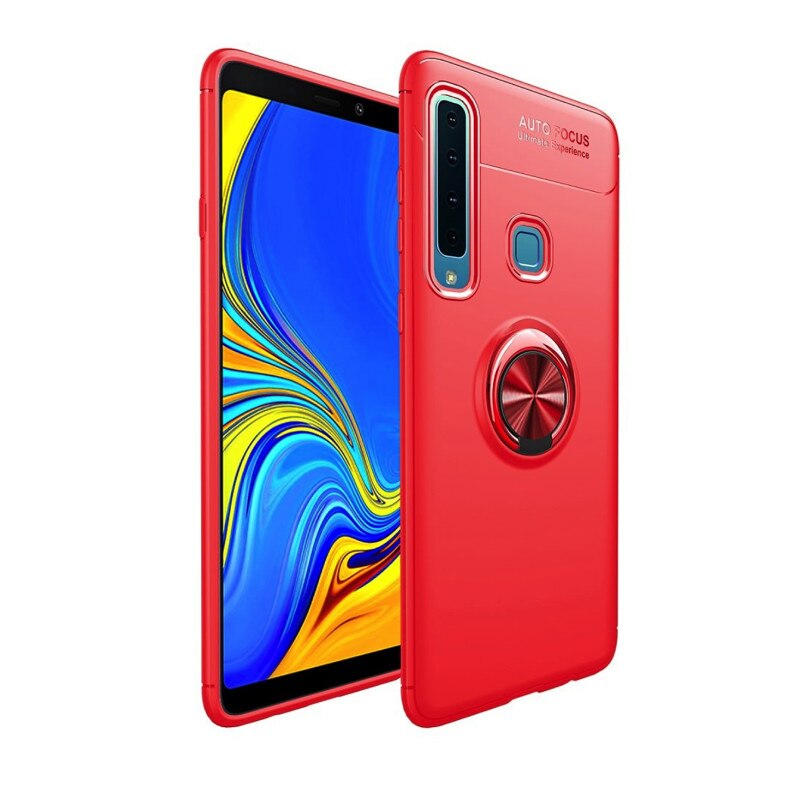 Husa din silicon cu inel magnetic rotativ pentru Galaxy A9 (2018) Red