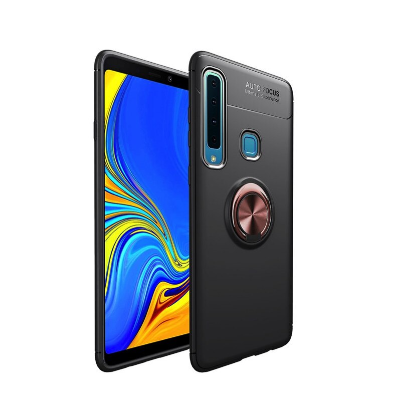 Husa din silicon cu inel magnetic rotativ pentru Galaxy A9 (2018) Black