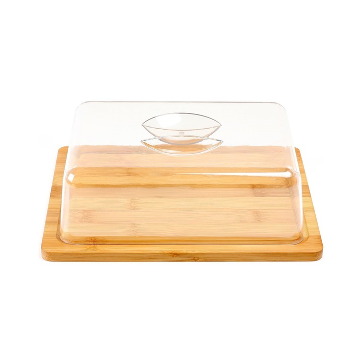 Platou servire branzeturi, 24 x 19 cm, cu capac din plastic - Zokura