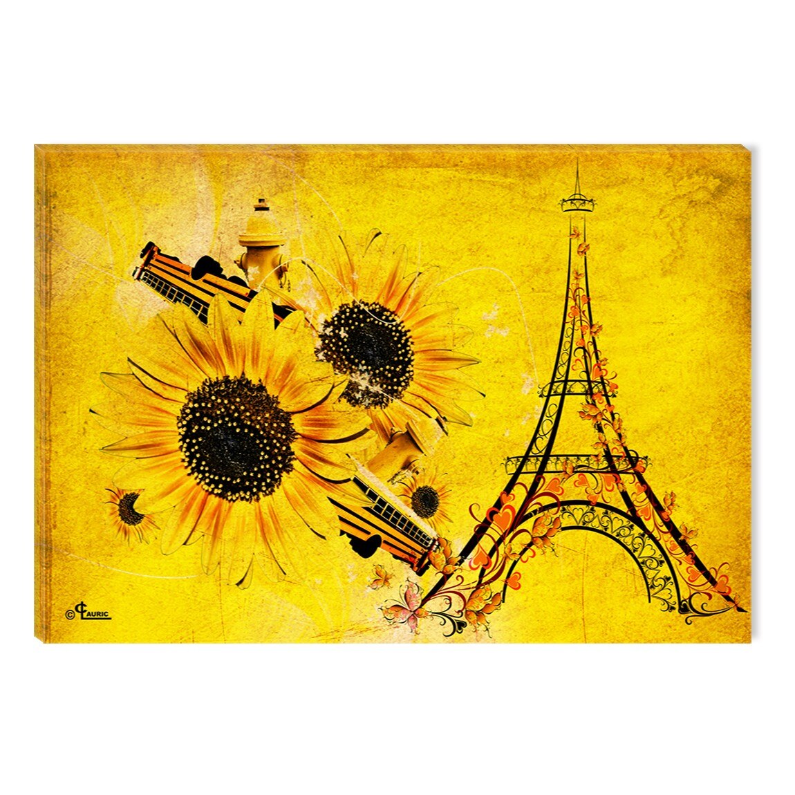 Tablou DualView Startonight Paris galben, luminos in intuneric, 60 x 90 cm