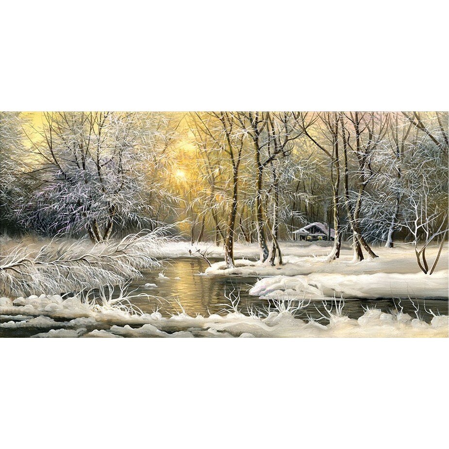 Tablou DualView Startonight Iarna pe lac, luminos in intuneric, 60 x 120 cm