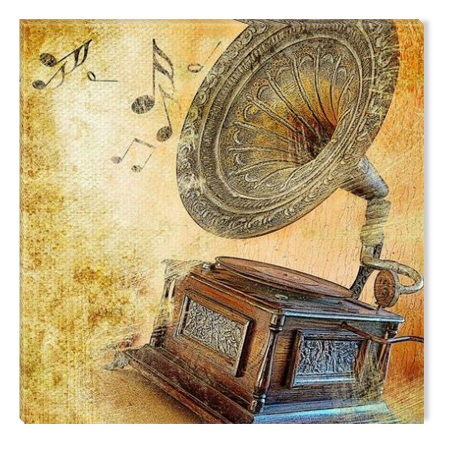 Tablou DualView Startonight Gramofon, luminos in intuneric, 30 x 30 cm