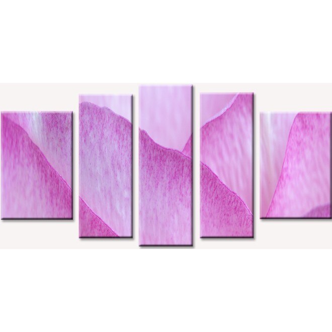 Set Tablou DualView Startonight Petale roz, 5 piese, luminos in intuneric, 90 x 180 cm (1 piesa 30 x 90 cm, 2 piese 30 x 80 cm, 2 piese 40 x 60 cm)