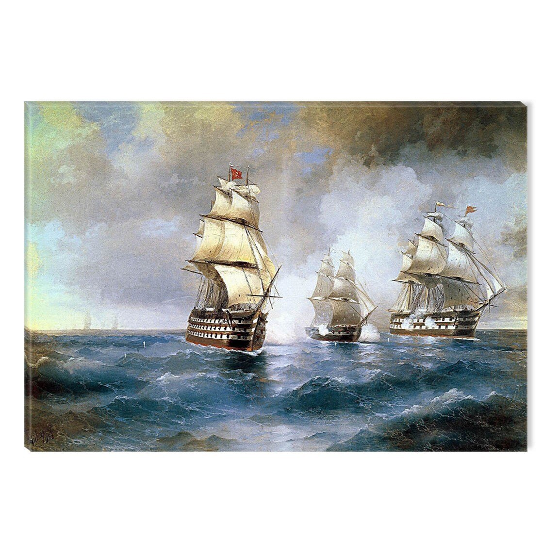 Tablou DualView Startonight Aivazovschy - Brig Mercury Attacked By Two Turkish Ships 1894, luminos in intuneric, 80 x 120 cm