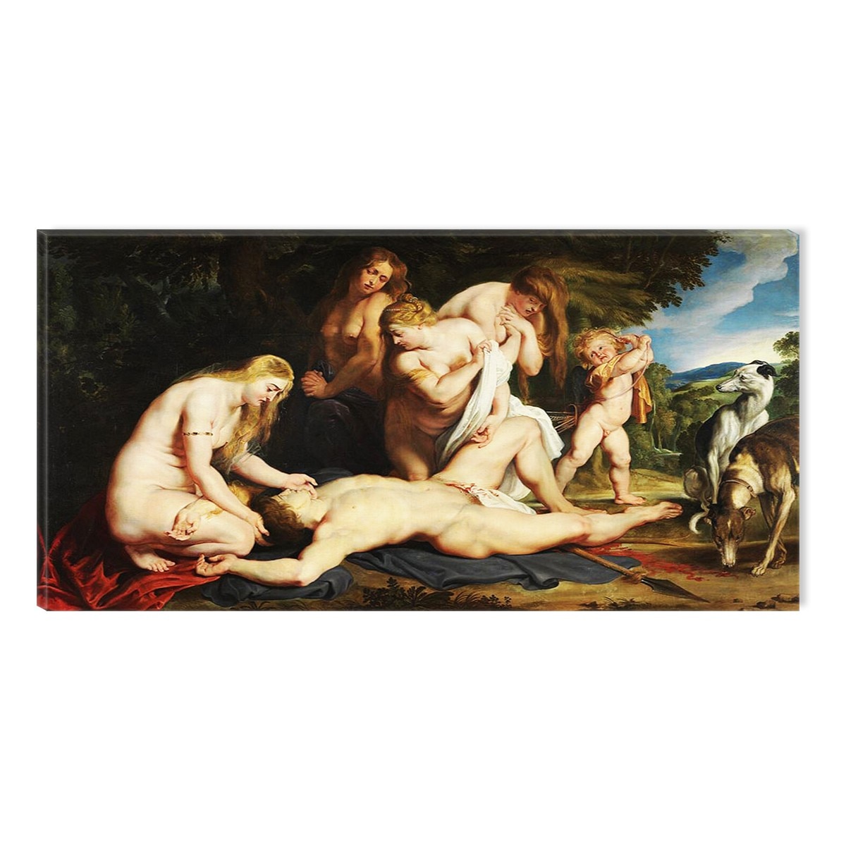 Tablou DualView Startonight Rubens Death Of Adonis With Venus, Cupid And The Three Graces 1617, luminos in intuneric, 40 x 80 cm