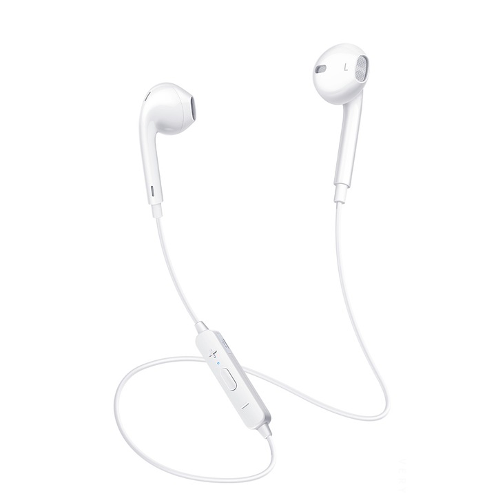 Bluetooth 4.2 хендсфри слушалки, съвместими с Android и iOS, вграден микрофон, бели, BBL2805