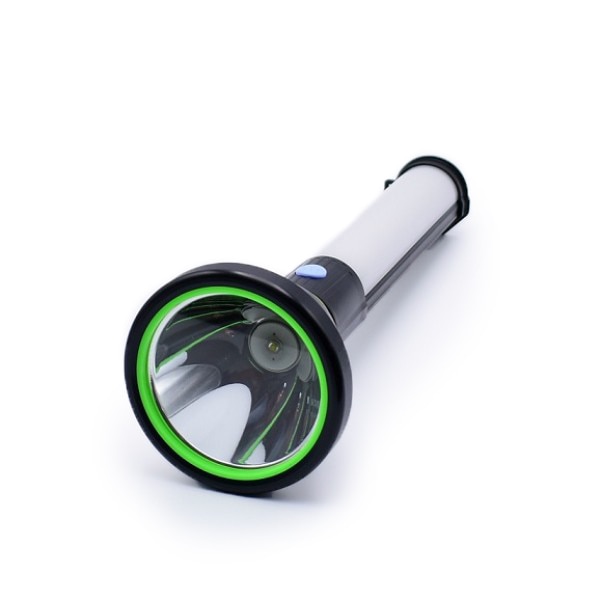 Lanterna FLASHLIGHT, Aluminiu, bec LED, model BL-X20, 5 moduri iluminare, iluminare stroboscopica bicicleta, alimentare prin acumulator, powerbank incorporat 5000 mAh, culoare Argintiu/Portocaliu