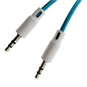 Cablu audio tip snur, Omega, lungime 1 m, cu conectori jack 3.5 mm tata la jack 3.5 mm tata, albastru Cablu audio tip snur, Omega, lungime 1 m, cu conectori jack 3.5 mm tata la jack 3.5 mm tata, albastru
