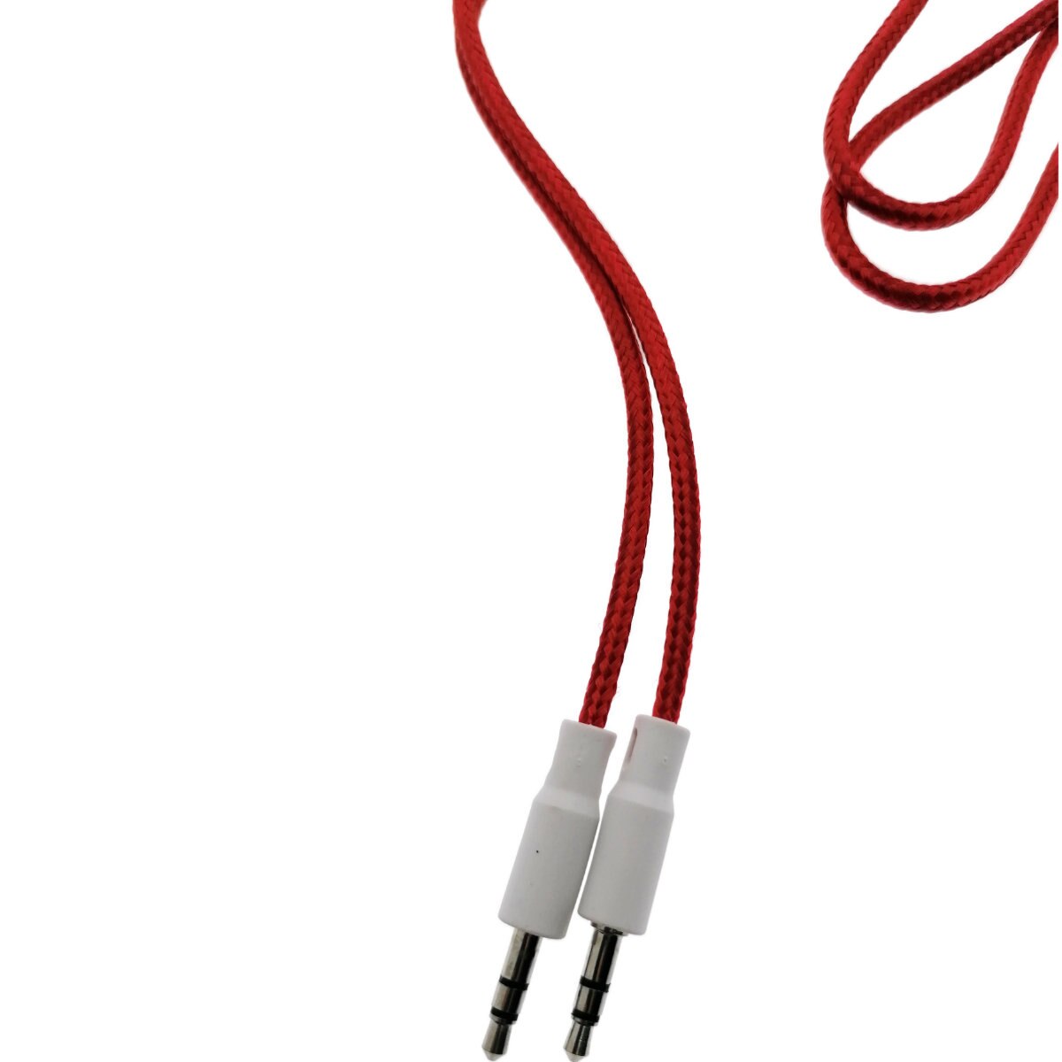 Cablu audio tip snur, Omega, lungime 1 m, cu conectori jack 3.5 mm tata la jack 3.5 mm tata, rosu