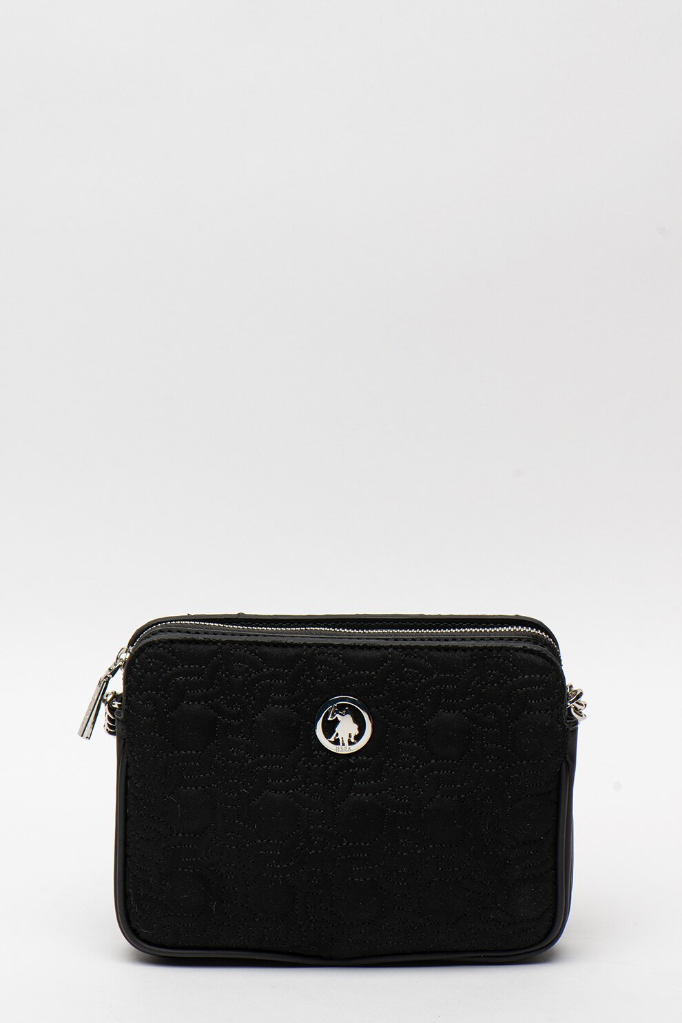 U.S. Polo Assn., Geanta crossbody de piele ecologica cu aspect matlasat, Negru