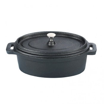 Cratita fonta cu capac, 17x11cm Cratita fonta cu capac, 17x11cm