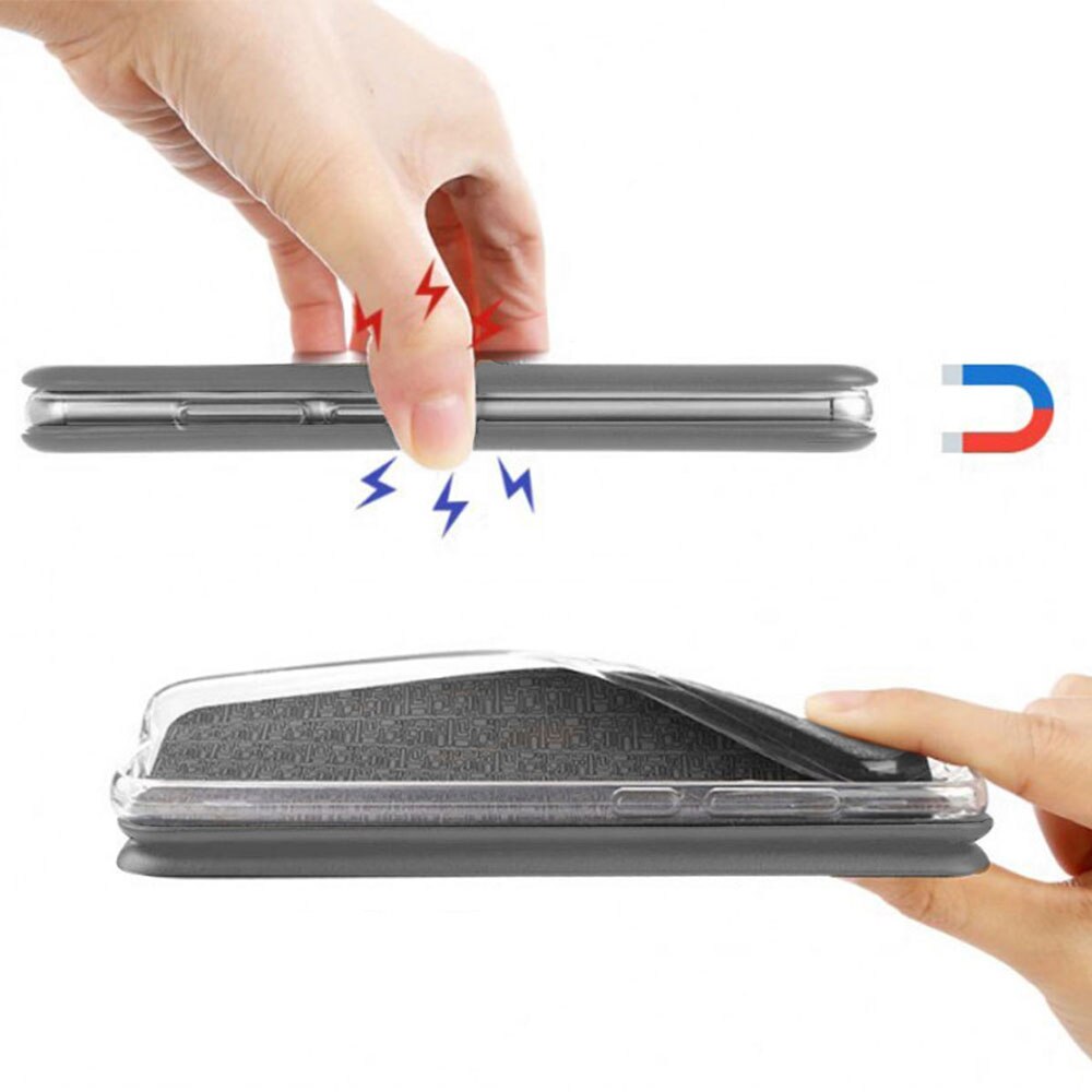 Husa flip Huawei Mate 20 Pro - carte cu magnet integrat, buzunar interior, piele eco, iShiled - Silver
