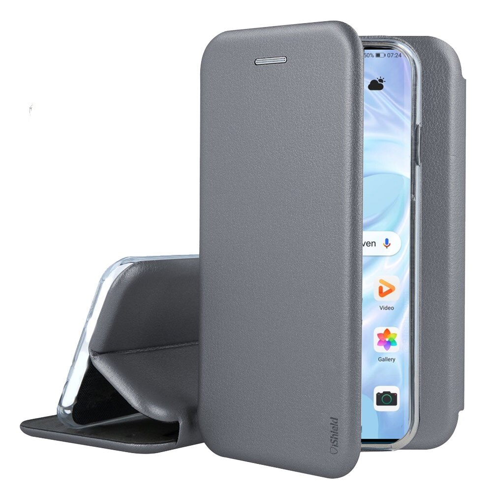 Husa flip Huawei Mate 20 Pro - carte cu magnet integrat, buzunar interior, piele eco, iShiled - Silver