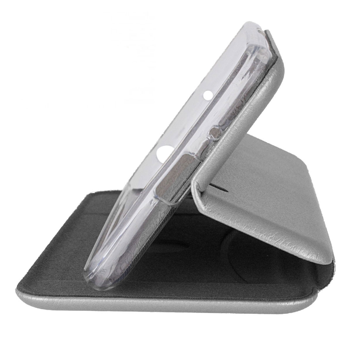 Husa flip Huawei Mate 20 Pro - carte cu magnet integrat, buzunar interior, piele eco, iShiled - Silver