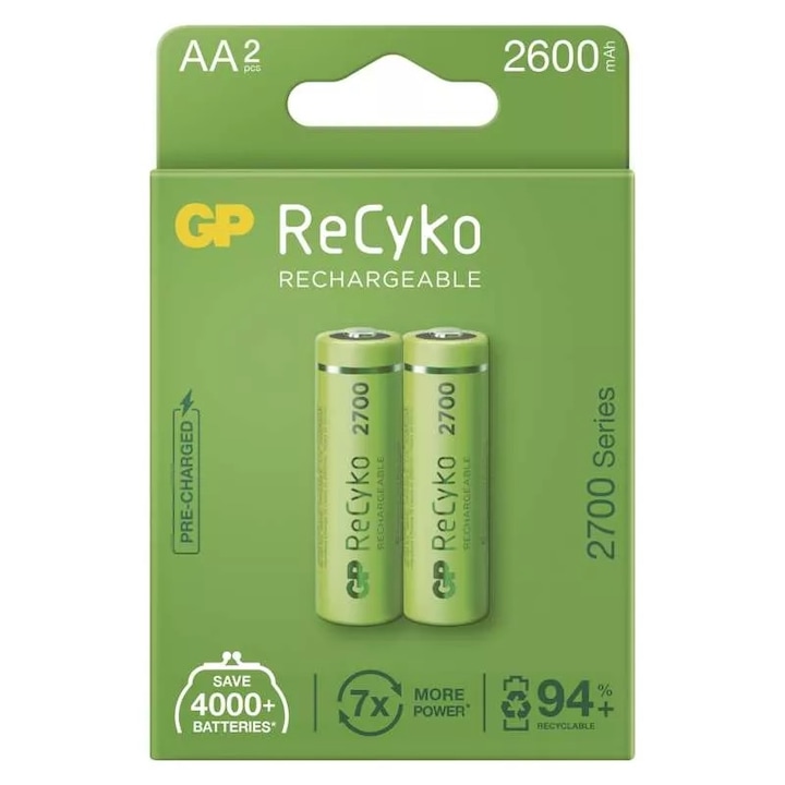 GP ReCyko NiMH Tölthető akkumulátor, HR6 (AA) 2700mAh, 2db (B2127)