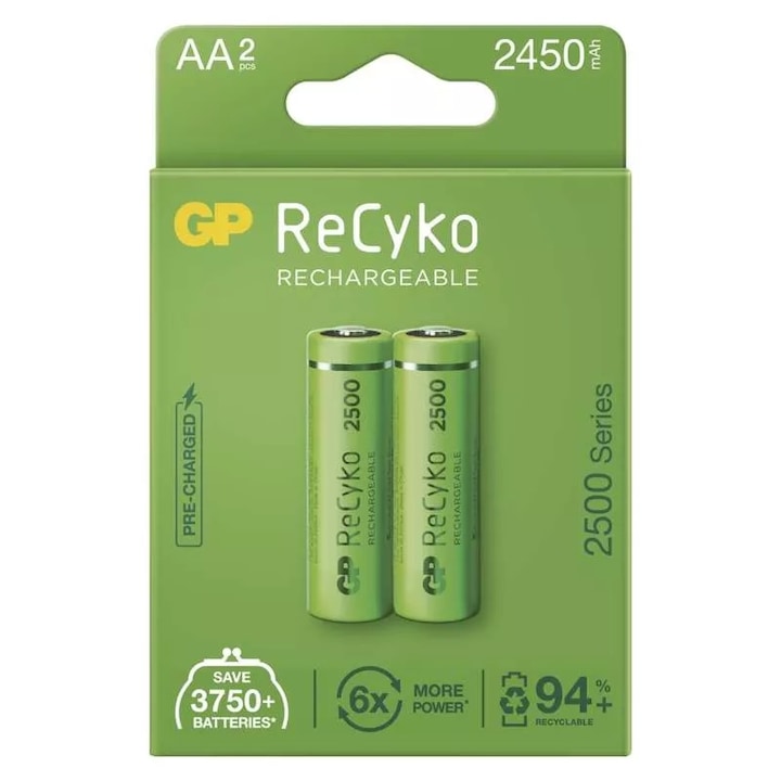GP ReCyko NiMH Tölthető akkumulátor, HR6 (AA) 2500mAh, 2db (B2125)