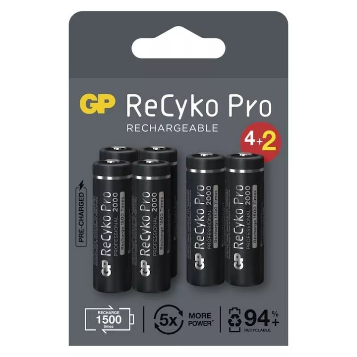 GP ReCyko Pro NiMH tölthető akkumulátor, HR6 (AA) 2000mAh, 4+2db (B2220V)
