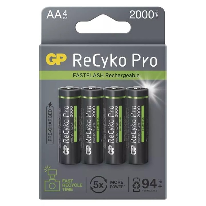 GP ReCyko Pro Photo Flash tölthető akkumulátor, HR6 (AA) 2000mAh, 4db (B2420)