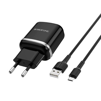 Incarcator Retea Borofone, BA36A Quick Charge, Cablu Micro USB, Negru Incarcator Retea Borofone, BA36A Quick Charge, Cablu Micro USB, Negru