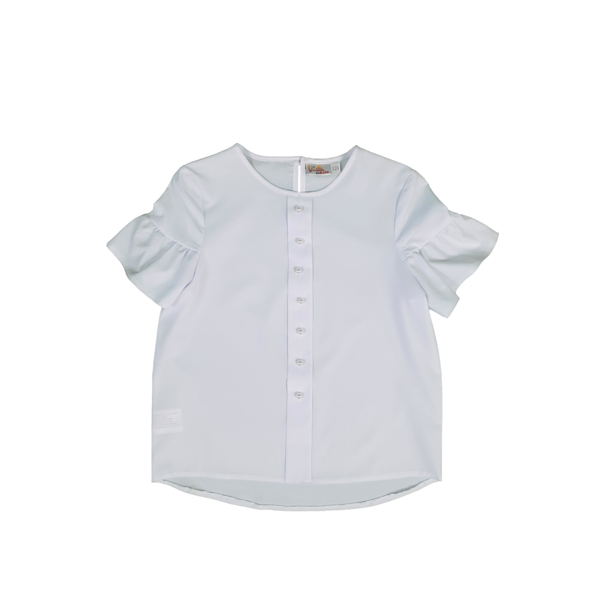 Bluza fete scoala, alb, model Perls