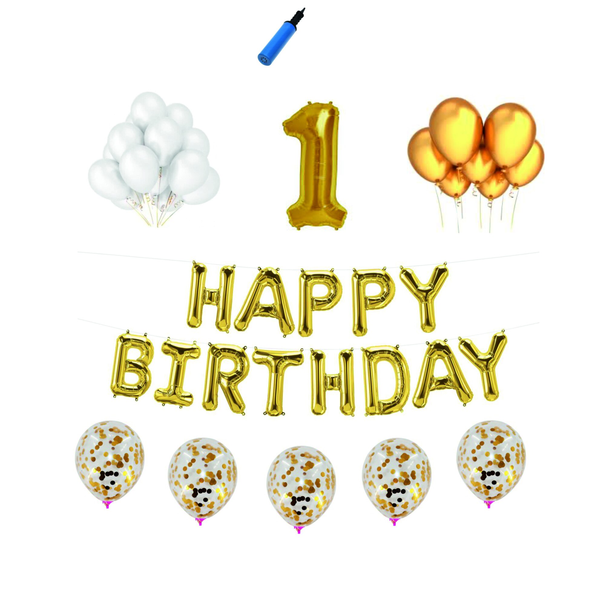 Set Auriu Happy Birthday , 1 an