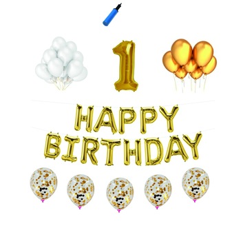 Set Auriu Happy Birthday , 1 an Set Auriu Happy Birthday , 1 an