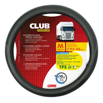 Husa volan camion Club premium - M - Ø 44/46cm - Negru Husa volan camion Club premium - M - Ø 44/46cm - Negru