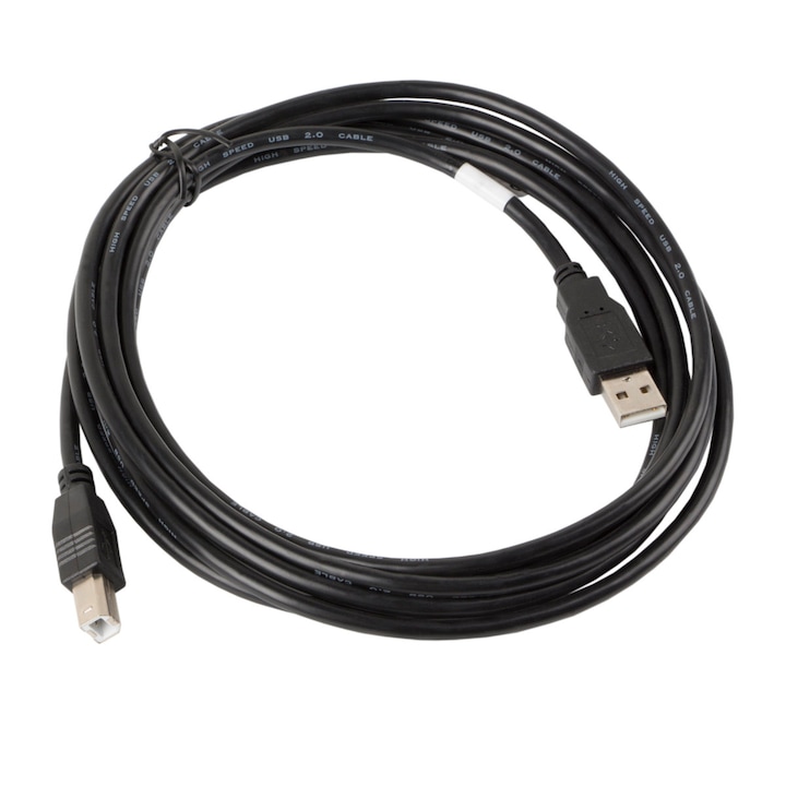 Cablu USB 2.0 pentru imprimanta, Lanberg 41353, lungime 3 m, USB-A tata la USB-B tata, negru