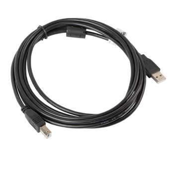 Cablu USB 2.0 pentru imprimanta, Lanberg 41350, lungime 3 m, cu miez de ferita, USB-A tata la USB-B tata, negru Cablu USB 2.0 pentru imprimanta, Lanberg 41350, lungime 3 m, cu miez de ferita, USB-A tata la USB-B tata, negru