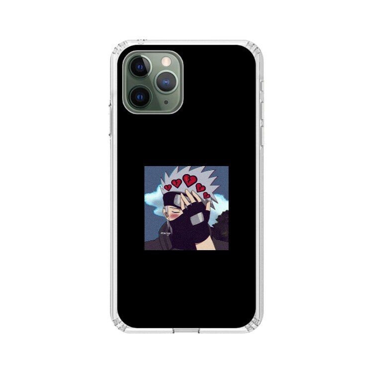 Husa silicon neagra iPhone 11 Pro Max Naruto Kakashi heart