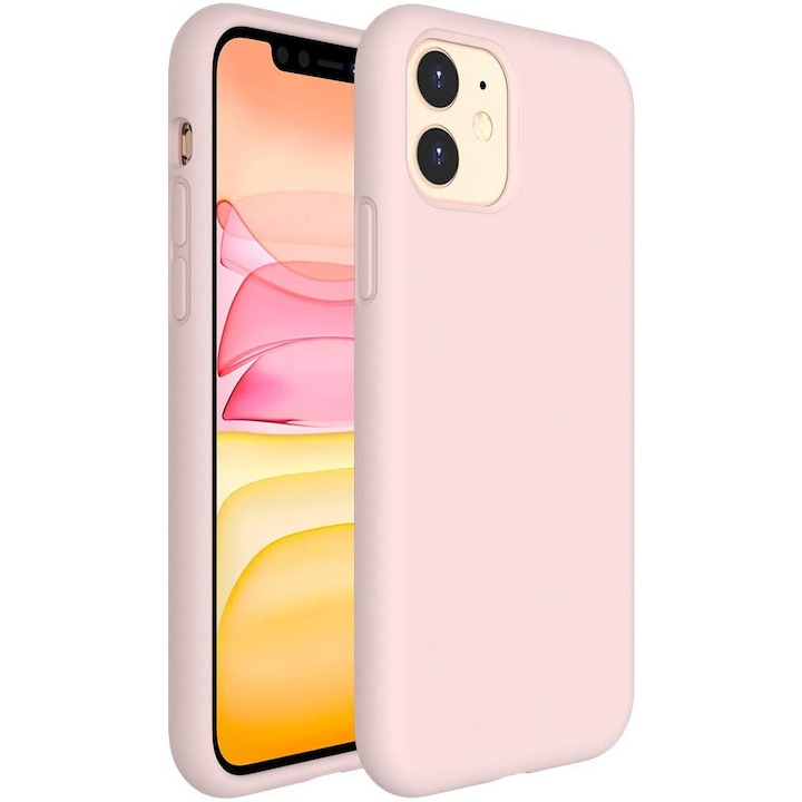 PlanetPhone Telefontok iPhone 11 készülékhez, Ultra vékony, Szilikon, Mikroszálas belső rész, Dusty Pink