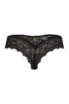Chilot din dantela elastica si bumbac , model brazilian, Intimamoda Vanity, Negru Chilot din dantela elastica si bumbac , model brazilian, Intimamoda Vanity, Negru