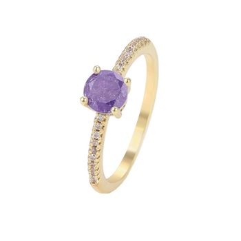 Inel placat cu aur de 14K, cu cristal ice stone, violet Inel placat cu aur de 14K, cu cristal ice stone, violet