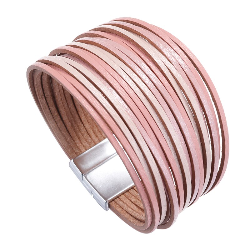 Bratara din piele multi-strap Giftx Blush