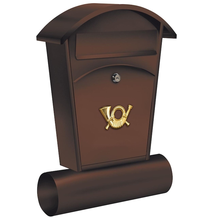 Vorel 78592 пощенска кутия, стомана, 480x280x80mm, кафява, 2 ключа, с поставка за вестници